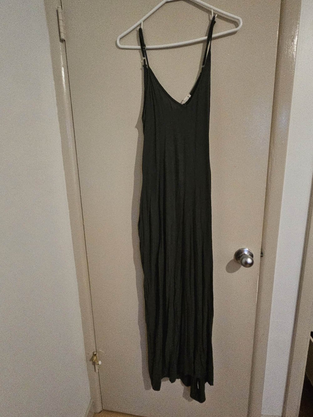 lovestitch Olive Green Maxi Slip Dress with Spaghetti Straps